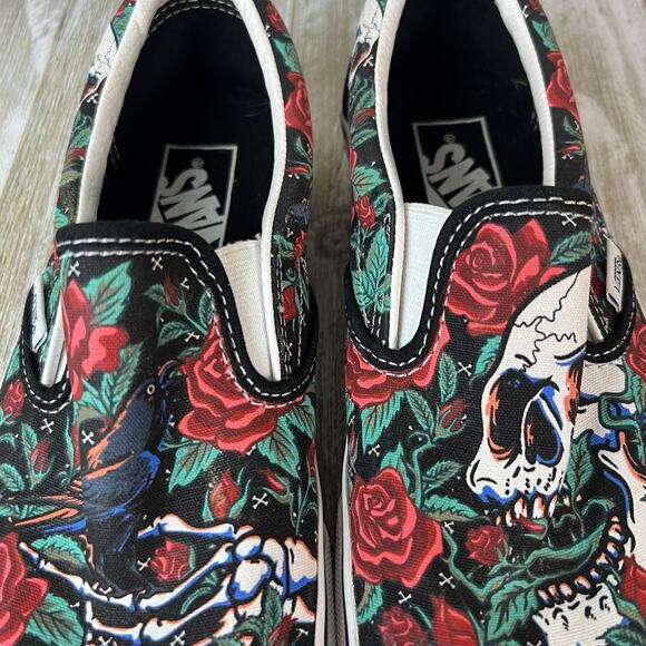 Vans Shoes Skater Skull And Roses Black And Red Unisex W Size 7 - Picture 4 of 7